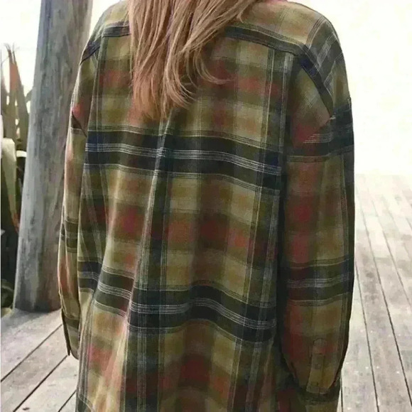 Free People We The Free Izzie Cargo Shirt Olive Combo NWOT Xs Shacket - Picture 10 of 10